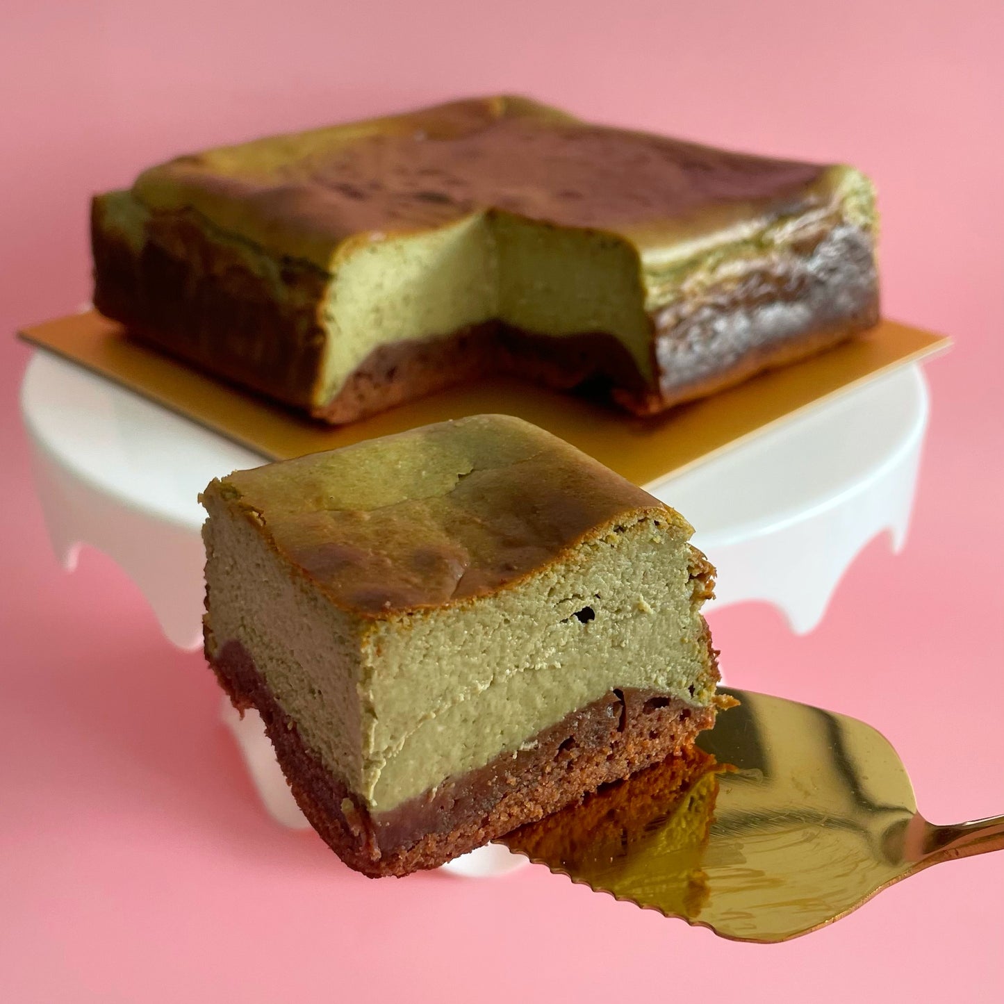 Matcha Burnt Cheesecake Brownie