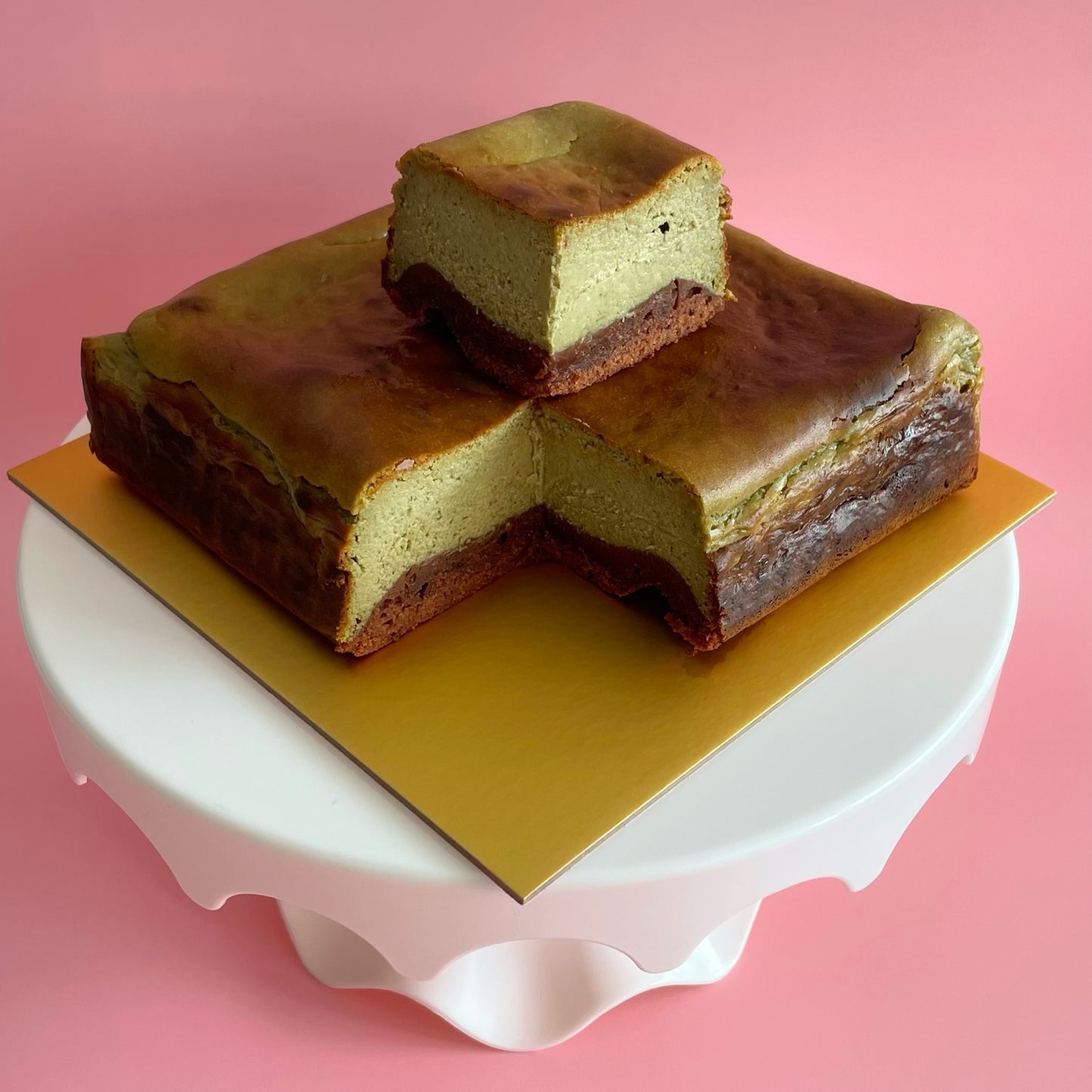Matcha Burnt Cheesecake Brownie