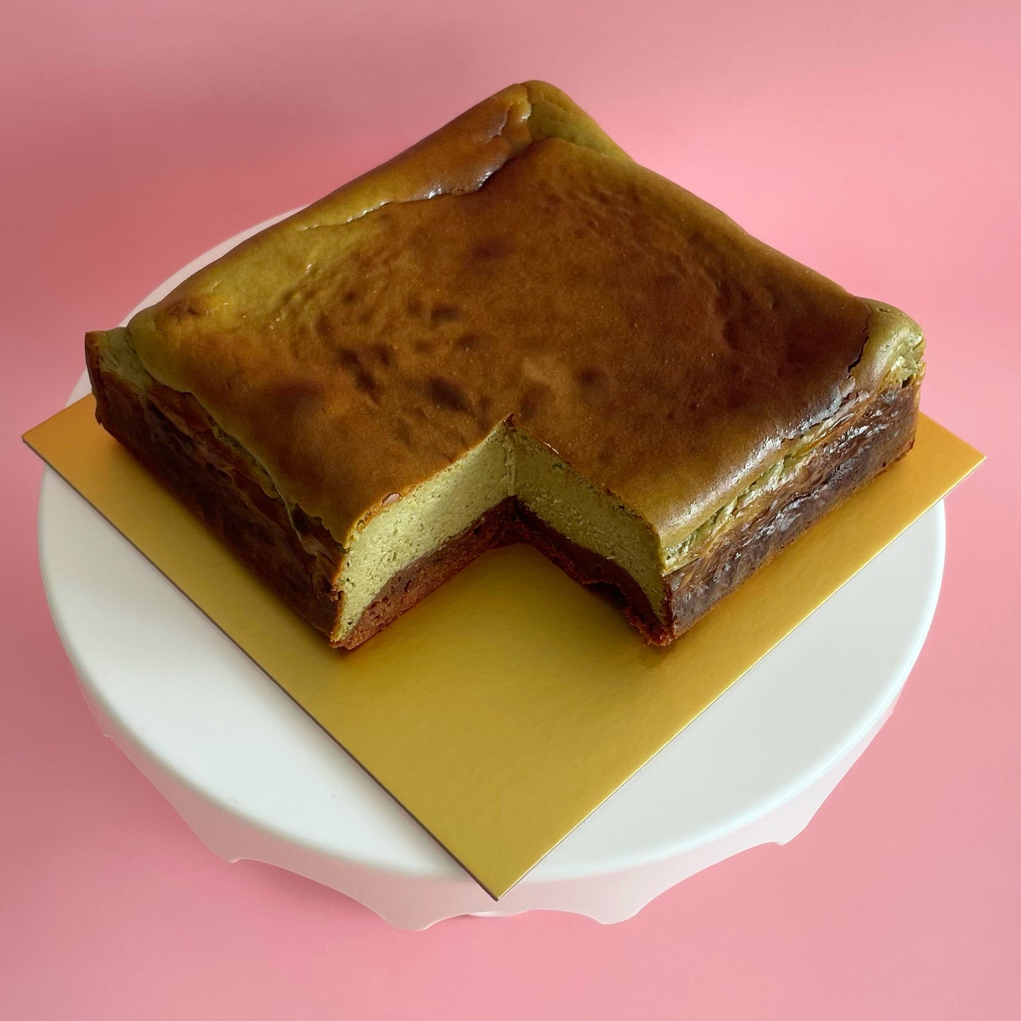 Matcha Burnt Cheesecake Brownie